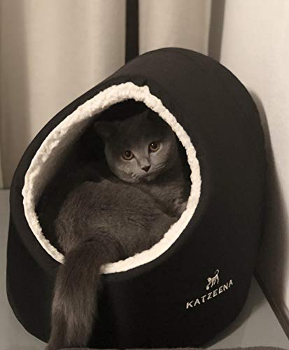 KATZEENA® - Kuschelige Katzenhöhle | Katzenbett | waschbare Kuschelhöhle für Haustiere | Kuschelhäuschen - 6