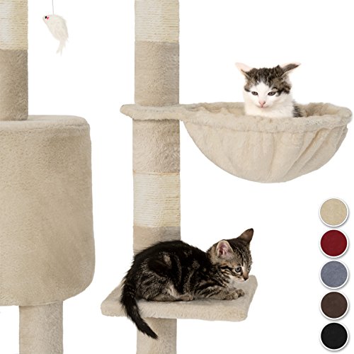 TecTake Kratzbaum für Katzen | Mittelhoch mit Sisalstangen | - Diverse Farben - (Beige | Nr. 401434) - 3