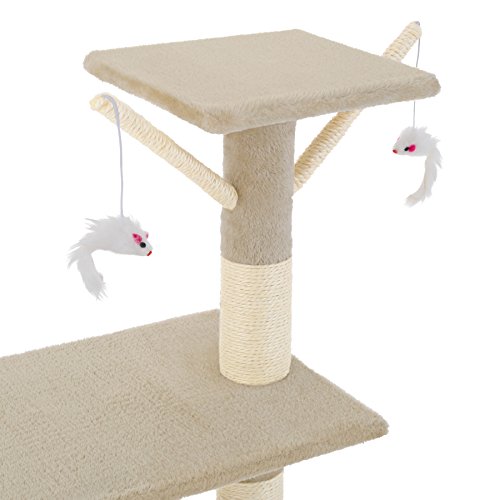 TecTake Kratzbaum für Katzen | Mittelhoch mit Sisalstangen | - Diverse Farben - (Beige | Nr. 401434) - 4