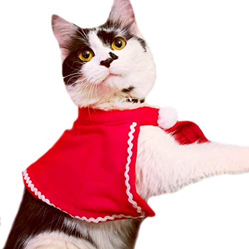 Katze Weihnachtskostüm Outfit 4 Stk. Katze Haustier Hund Kleidung, Rentier Stirnbänder Roter Kostüm Anzug Niedlich Weihnachtsmütze & Schal Niedlich, Lustiger Haustier Hoodie Mantel für kleine Haustier - 5