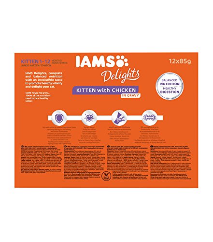 IAMS Delights Kitten Futter mit Huhn in Sauce – Ausgewogenes, hochwertiges Katzen-Nassfutter für jüngere Kätzchen von 1-12 Monate – 12 x 85g Frischebeutel - 2