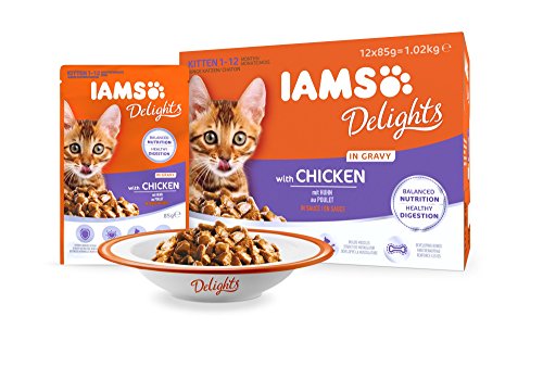 IAMS Delights Kitten Futter mit Huhn in Sauce – Ausgewogenes, hochwertiges Katzen-Nassfutter für jüngere Kätzchen von 1-12 Monate – 12 x 85g Frischebeutel - 3