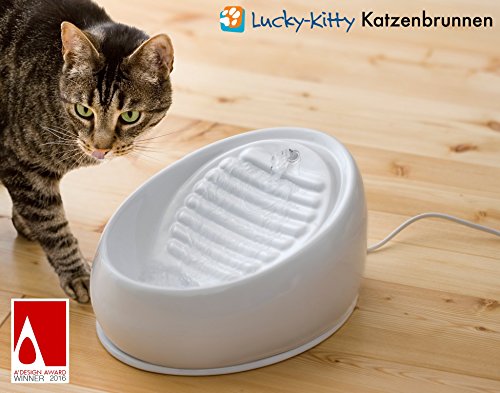 Lucky-Kitty Keramik Katzenbrunnen, weiß - 2