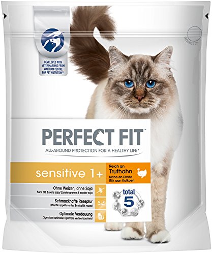 Perfect Fit Katzen-/Trockenfutter Adult 1+ für erwachsene Katzen Sensitive Reich an Truthahn, 4 Beutel (4 x 1,4 kg) - 2